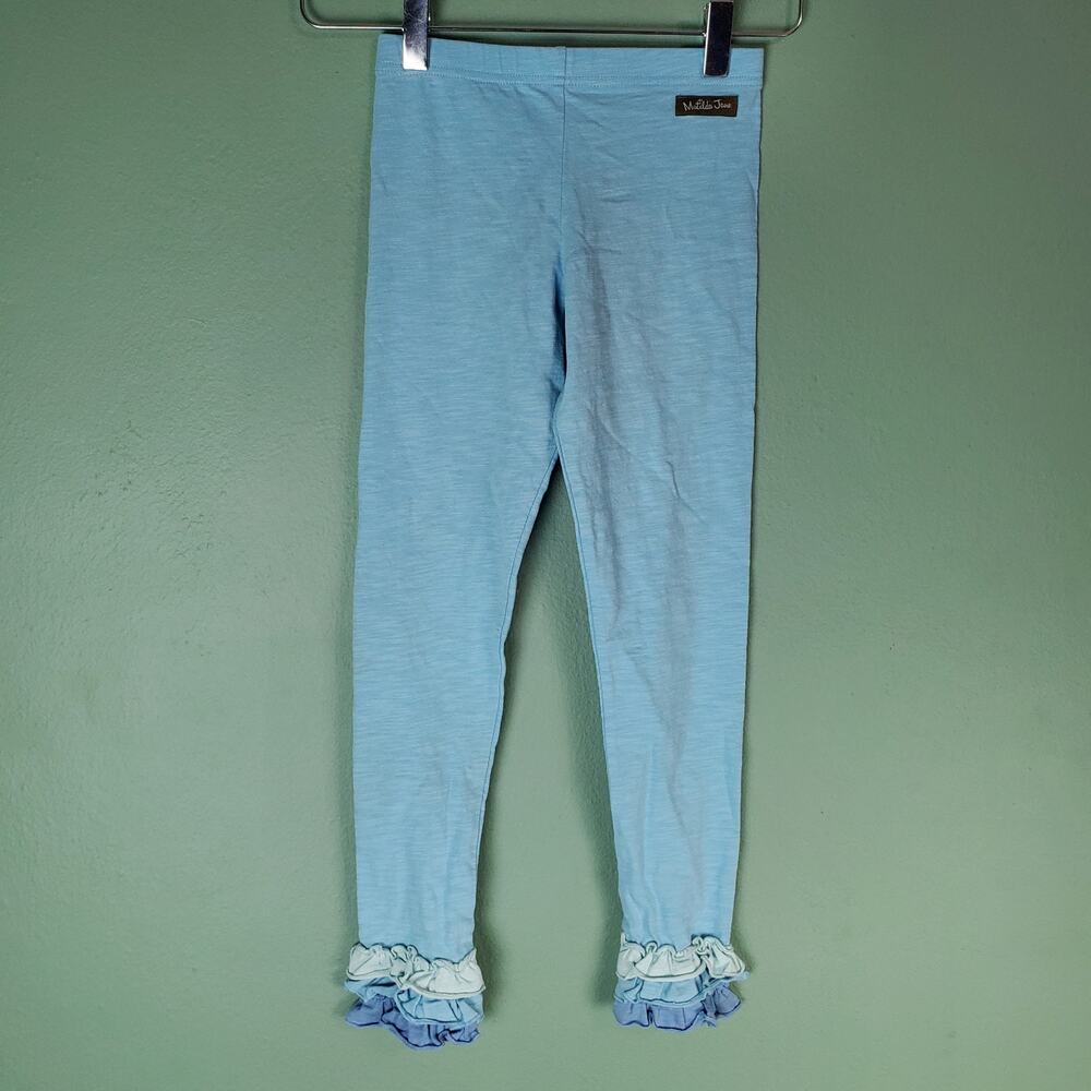 Matilda Jane Girls Blue Just A Believer Ruffle Leggings Size 8